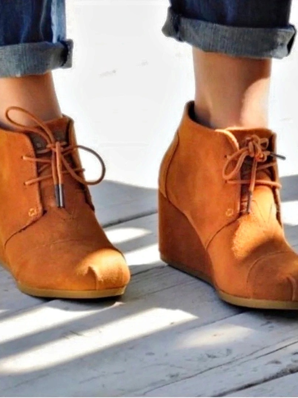 TOMS Desert Wedge Booties Brown